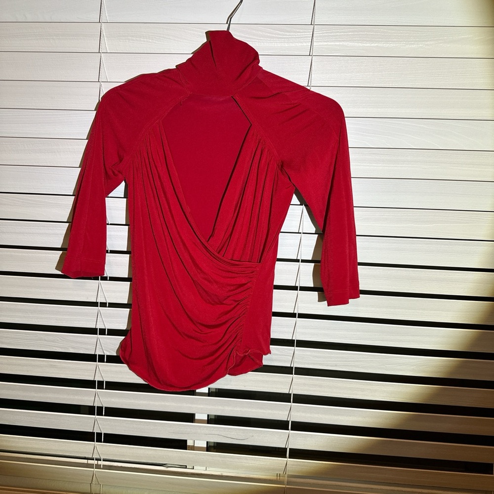 Frederick's of Hollywood Red Asymmetrical Ruched Bodysuit
